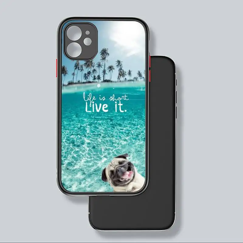 

Pug French Bulldog beach sunset Phone Case black matte transparent For iPhone 7 8 x xs xr 11 12 pro plus mini max Clear Funda