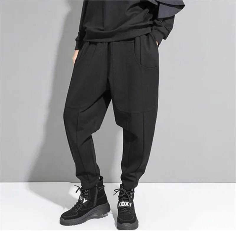 Черный Сохраняющие тепло зимние шаровары Pantalon es свободные хлопковые панковские Женские Мешковатые штаны Дамские Pantalon брюки карго - Цвет: Черный