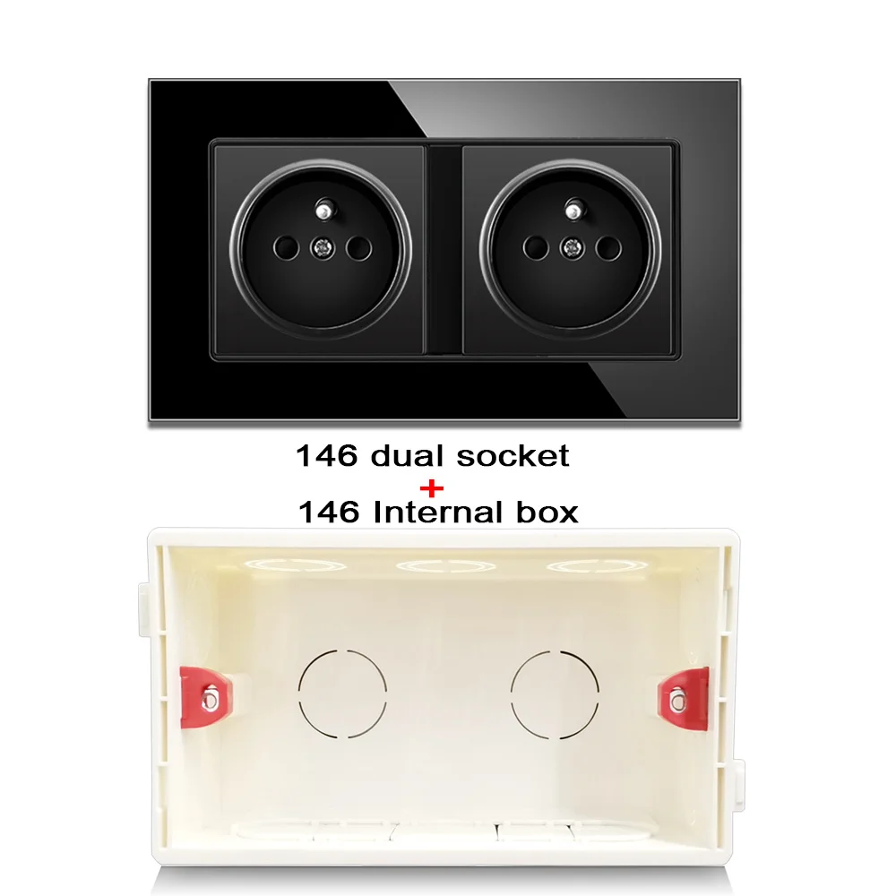 Прозрачная Черная Французская электрическая розетка с несколькими рамами