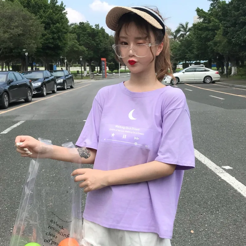 Японская футболка Moon Women Best Friends розовая фиолетовая милый топ для подростков