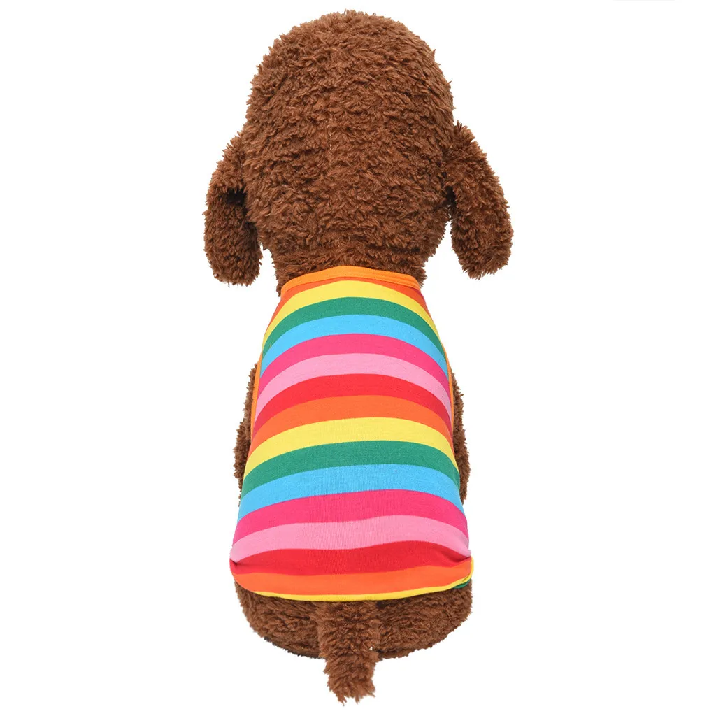 Новый модный жилет для домашних животных лето и осень радужные полосы Одежда