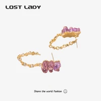 lost lady new bear candy color resin earrings high quality creative cute earrigs for women fashion party jewelry giftsss