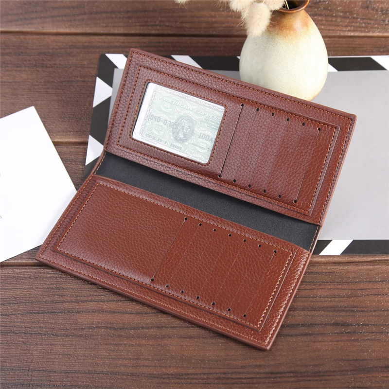 2019 New PU Long Men's Wallet Thin Lychee Pattern Leather Coin Pouch Money Clip Multi-card Position Card Package | Багаж и сумки