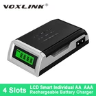 Зарядное устройство VOXLINK 2021 с ЖК-дисплеем, адаптер для интеллектуального дисплея, вилка стандарта СШАЕСВеликобритании для никель-металлогидридныхникель-кадмиевых аккумуляторов AAAAA, 4 слота