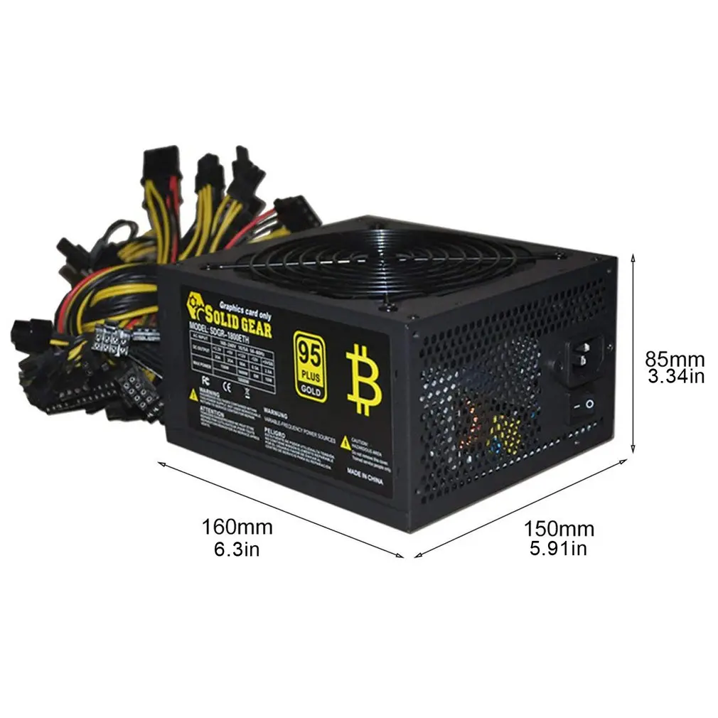 

1800W ATX Modular Mining PC Power Supply Supports 6 Graphics Card 160-240V Power Supply Mining Machine Support
