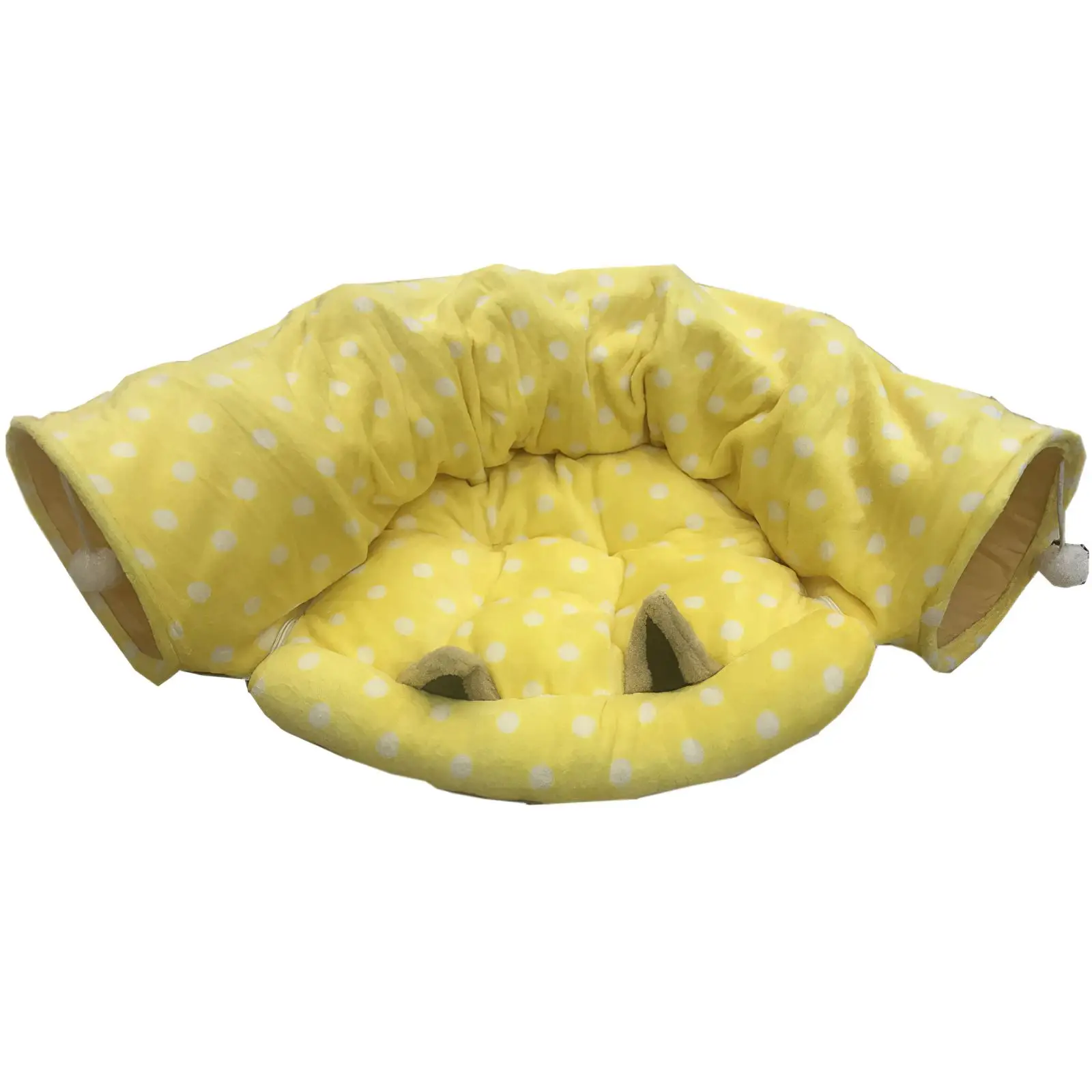 

2-In-1 Cute Style Cat Tunnel Bed With Soft Mat Cat Tunnel Toys With Peephole Fun Ball For Indoor Pet Kittens For Cats Dogs
