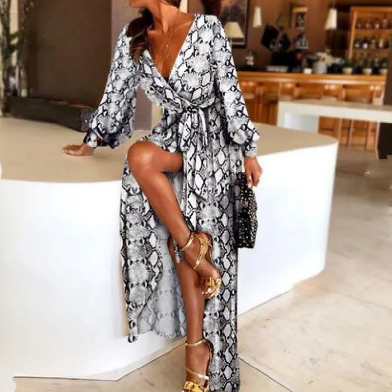 Для женщин сексуальный Повседневное с v образным вырезом и леопардовым принтом