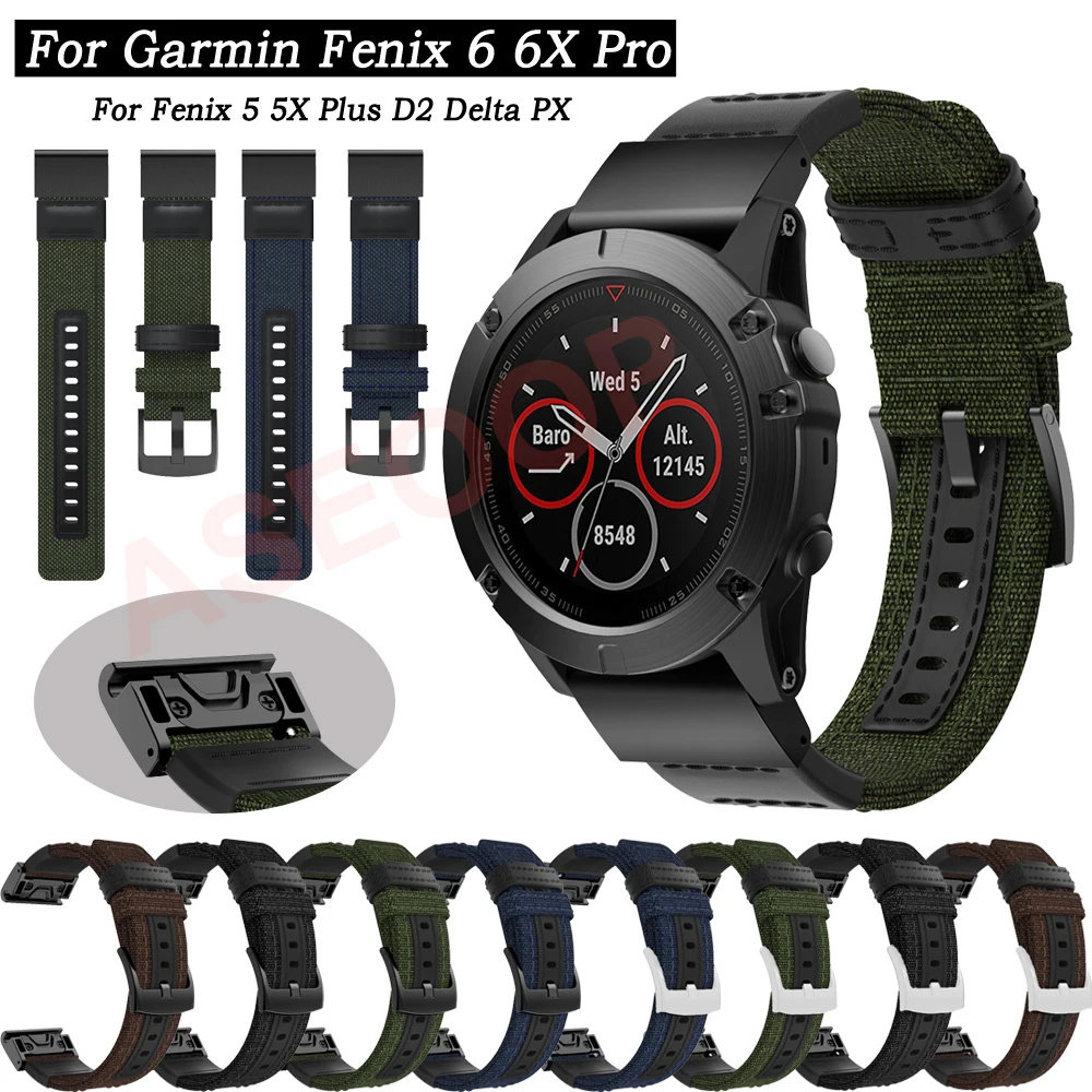 

Ремешок брезентовый для Garmin Fenix 5 5X Plus 6 6X Pro 935 3 HR