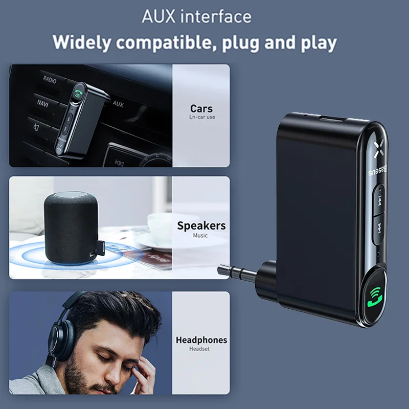 Автомобильный Bluetooth ресивер Baseus Aux беспроводной аудиоприемник 3 5 мм