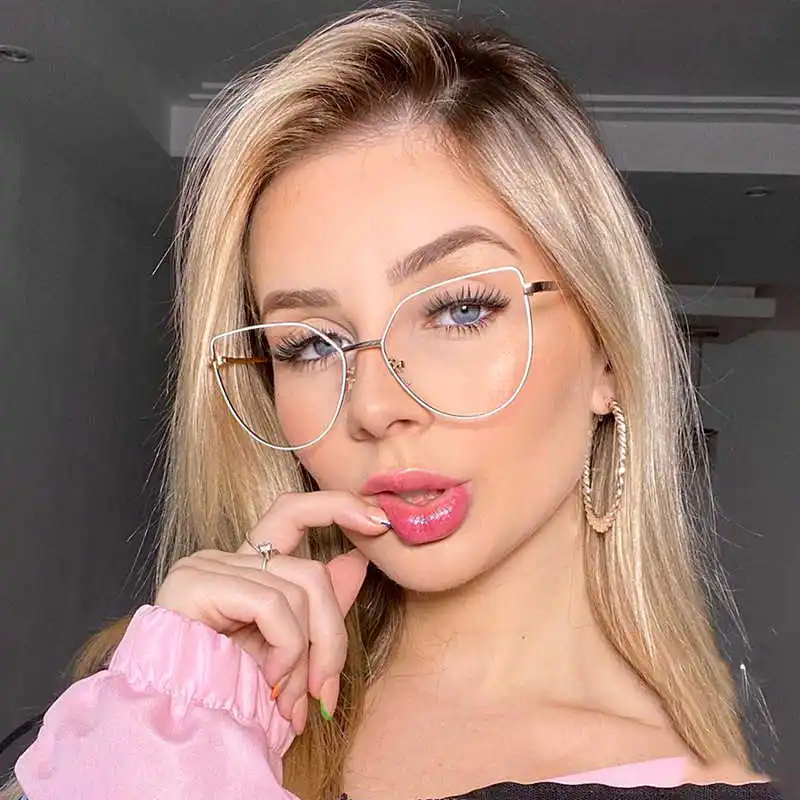 

new Free shipping metal trend men's and women's anti blue versatile flat lens myopia glasses frame