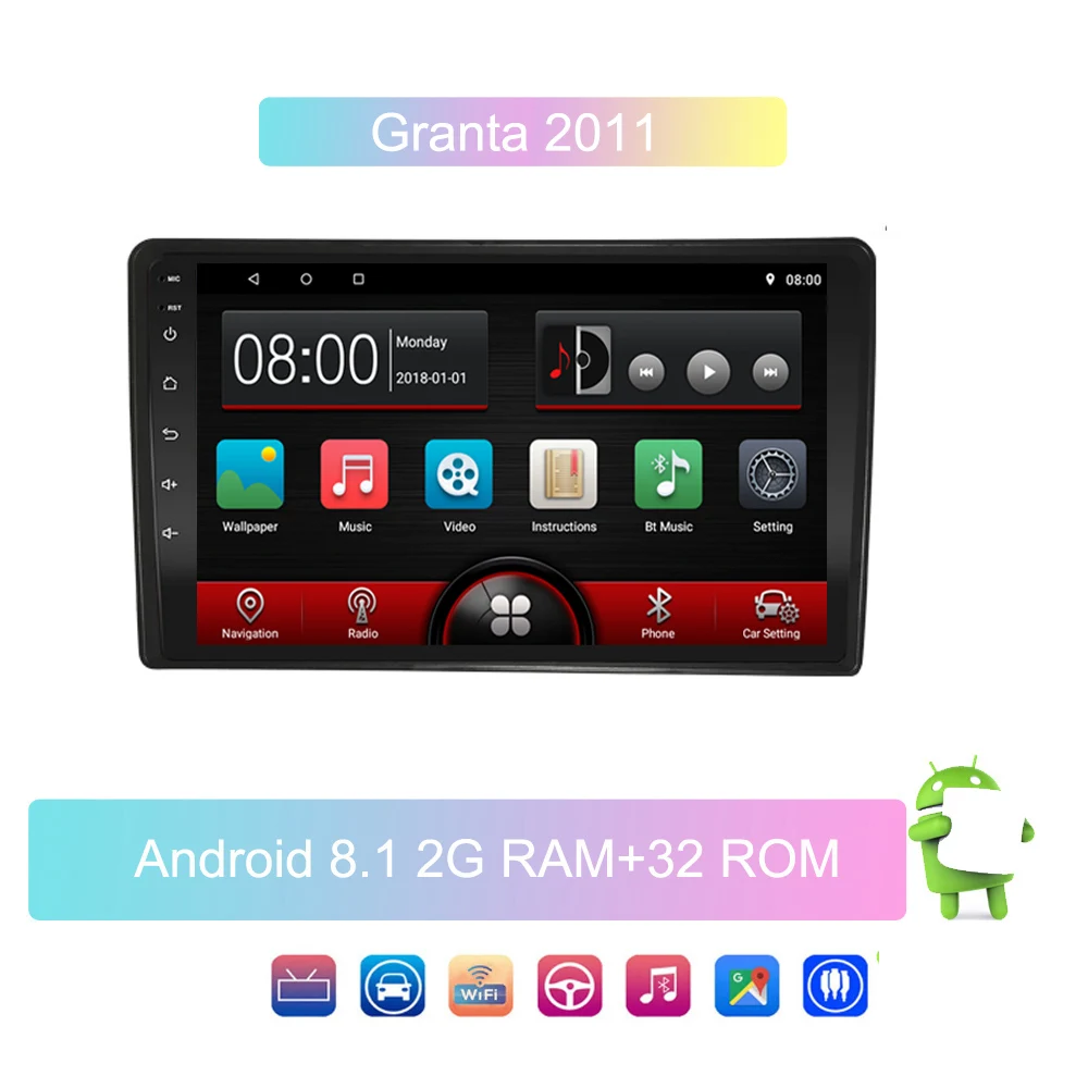 Автомобильный радиоприемник LADA Granta 2011 9 дюймов Android Go ОЗУ 2 ГБ + ПЗУ 32 GPS-навигация