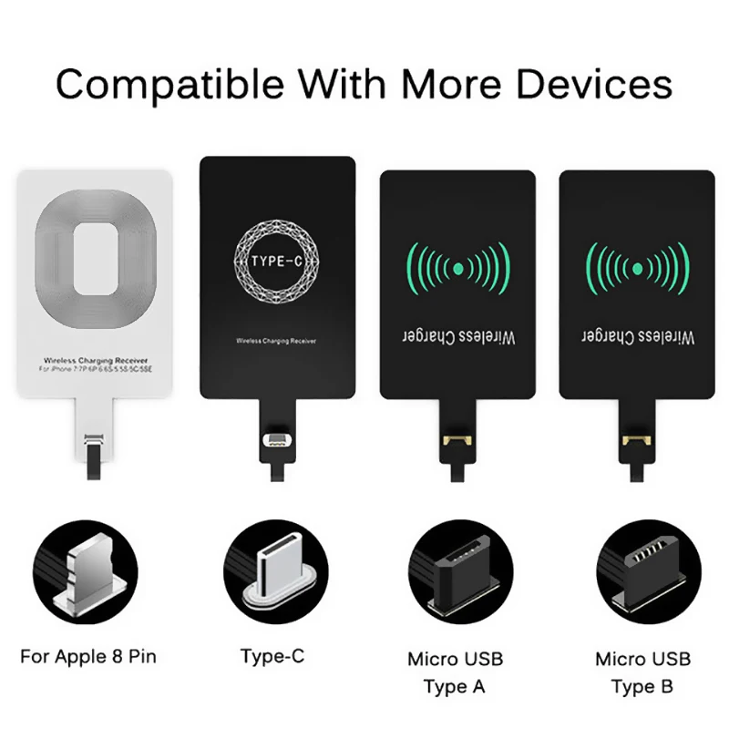 Micro USB Type C Universal Fast Wireless Charger adapter For Samsung huawei iPhone Android Qi Charging Receiver | Электроника