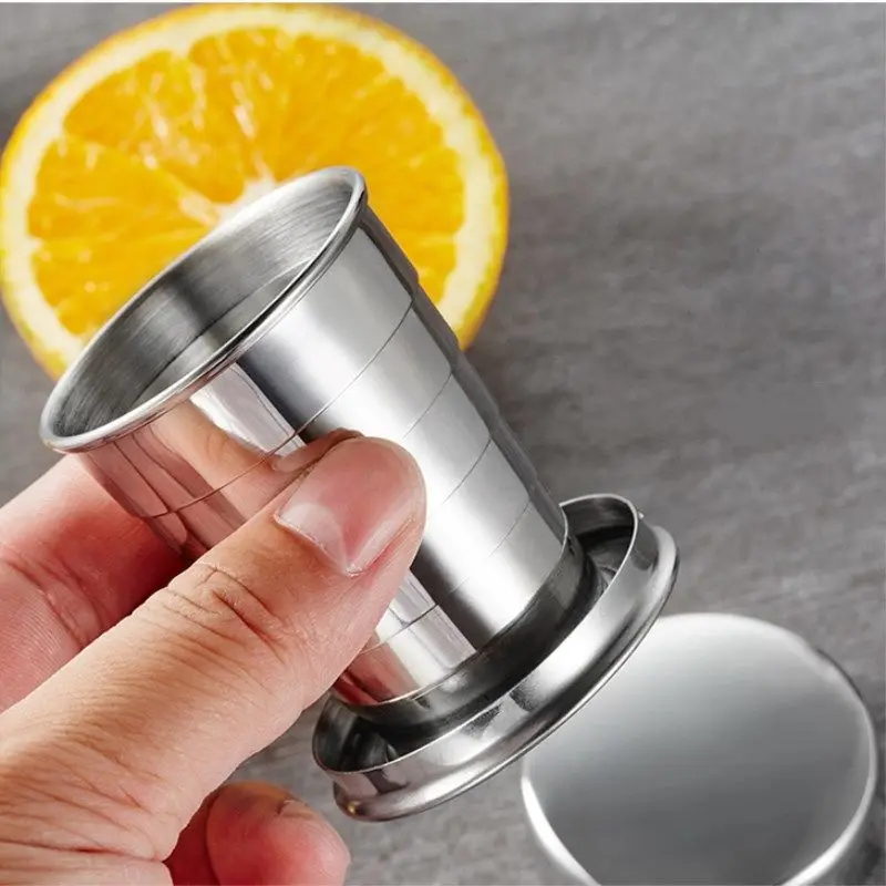

Folding water cup Outdoor Travel Portable Travel Wash stainless steel folding cup retractable compression cup beer cup