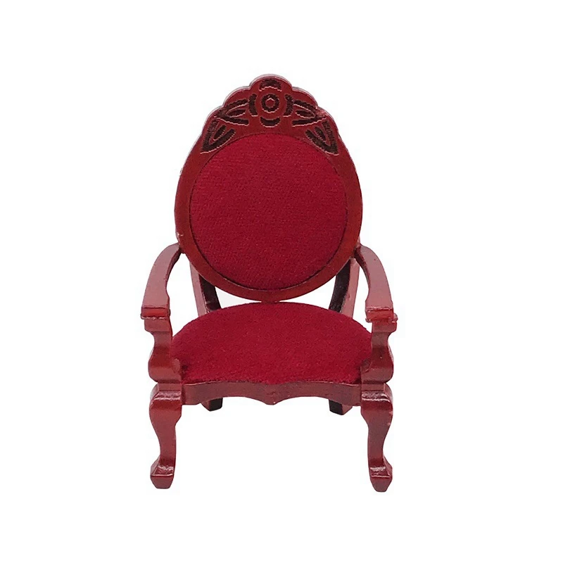

1:12 Dollhouse Miniature Furniture Vintage Retro Carved Chair Single Chair for Living Room Dolls House Room Furniture