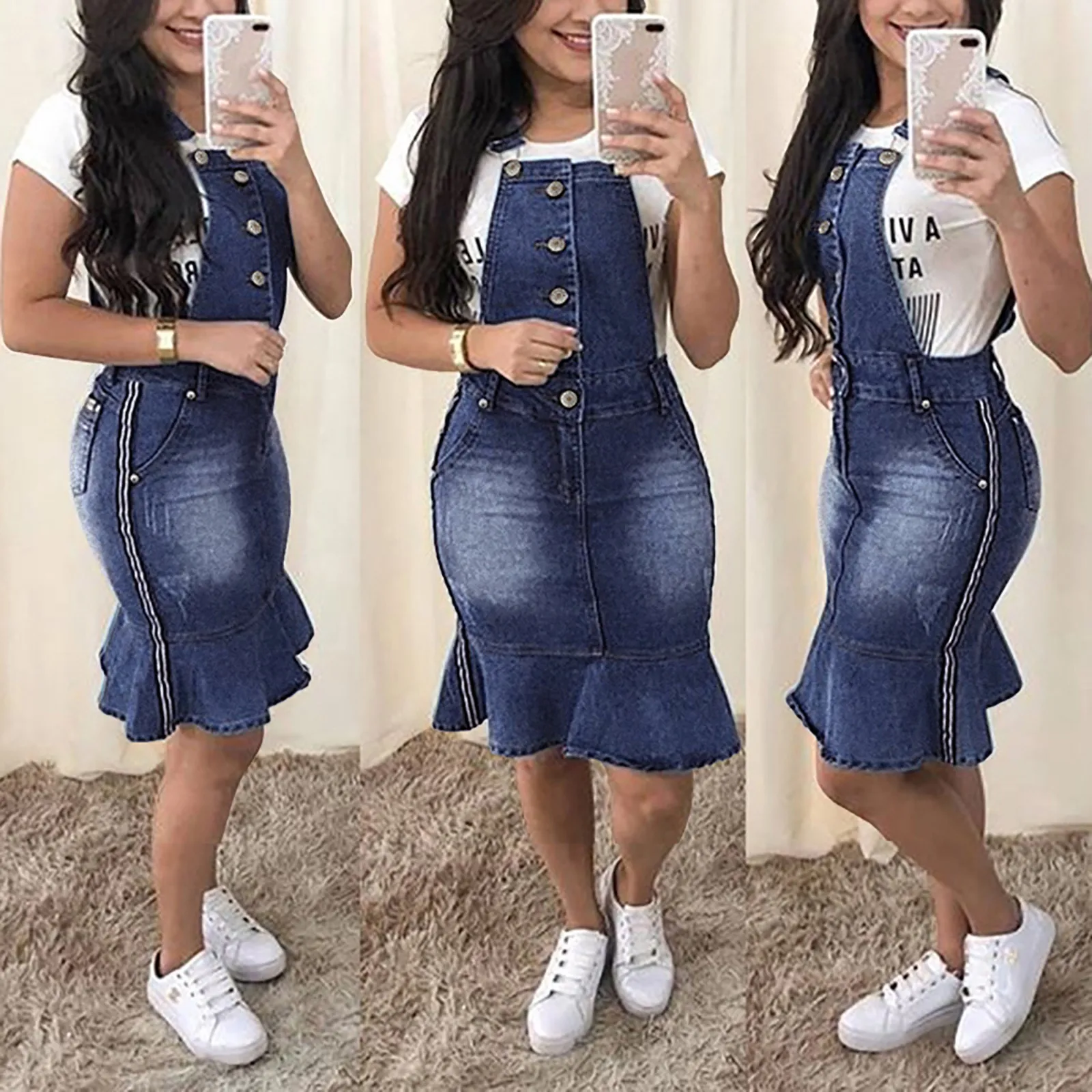 Летнее джинсовое платье женское сексуальное на пуговицах кружевное длинное