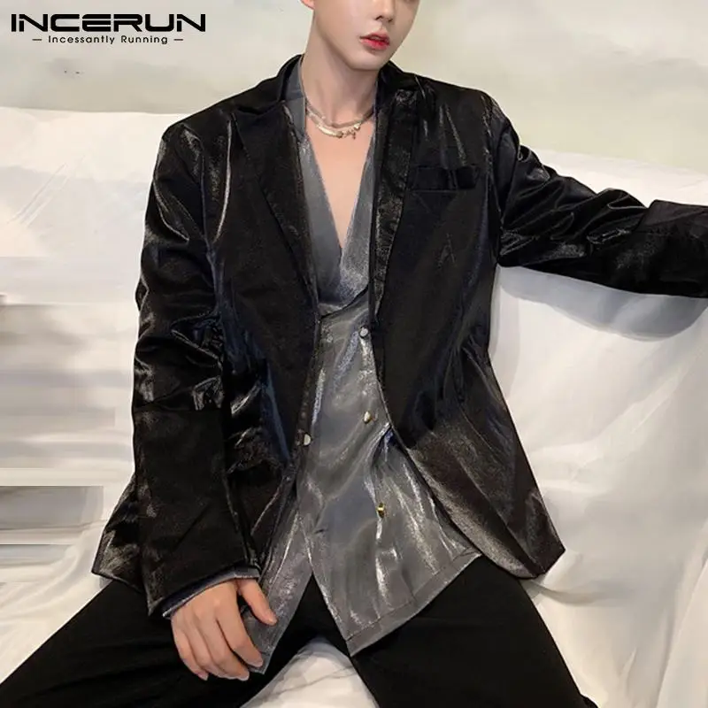 

2021 Men New Casual Retro Blazer Long Sleeve Sexy All-match Coat One Button Korean Style Suits Trend Loose Jackets S-5XL INCERUN
