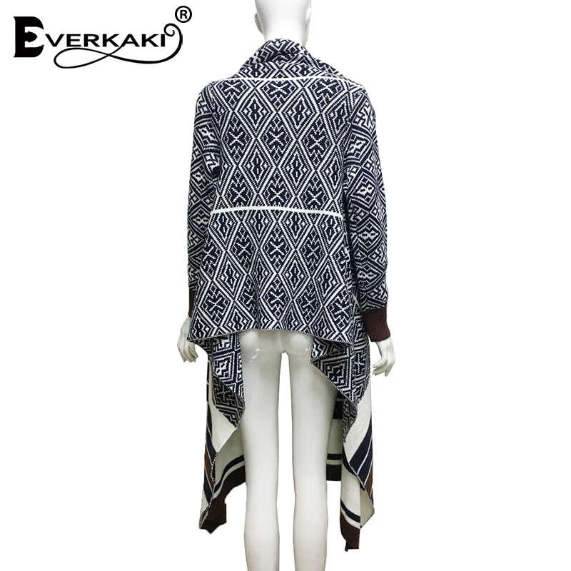 Everkaki Boho трикотажные кардиганы свитер Женское пальто зимние свободные толстые