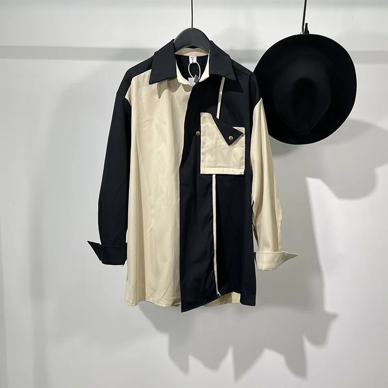 

Мужская рубашка с длинным рукавом Seak, черная Повседневная футболка в готическом стиле, топы в стиле хип-хоп, уличная одежда для осени