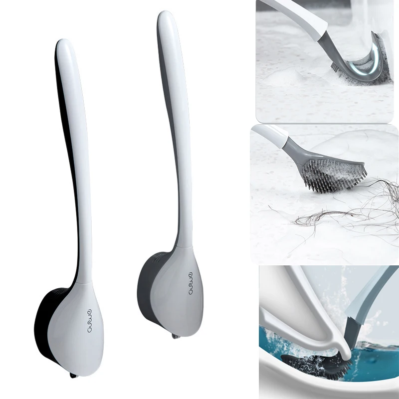

TPR silicone brush head toilet brush no dead corner wash toilet brush household wall-mounted creative bathroom cleaning