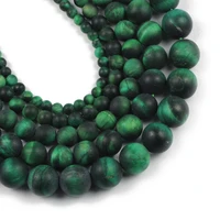 yhbzret natural matte green tiger eye stone round spacers loose beads for jewelry making 4681012mm diy bracelets necklace