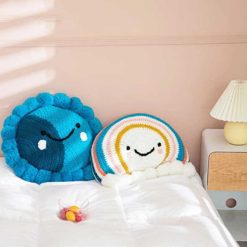 

Bohemia Decorative Pillow Round Cushion For Sofa Bedding Car Pompom Ball Pillow Home Decor Handmade Back Cushion with Filling