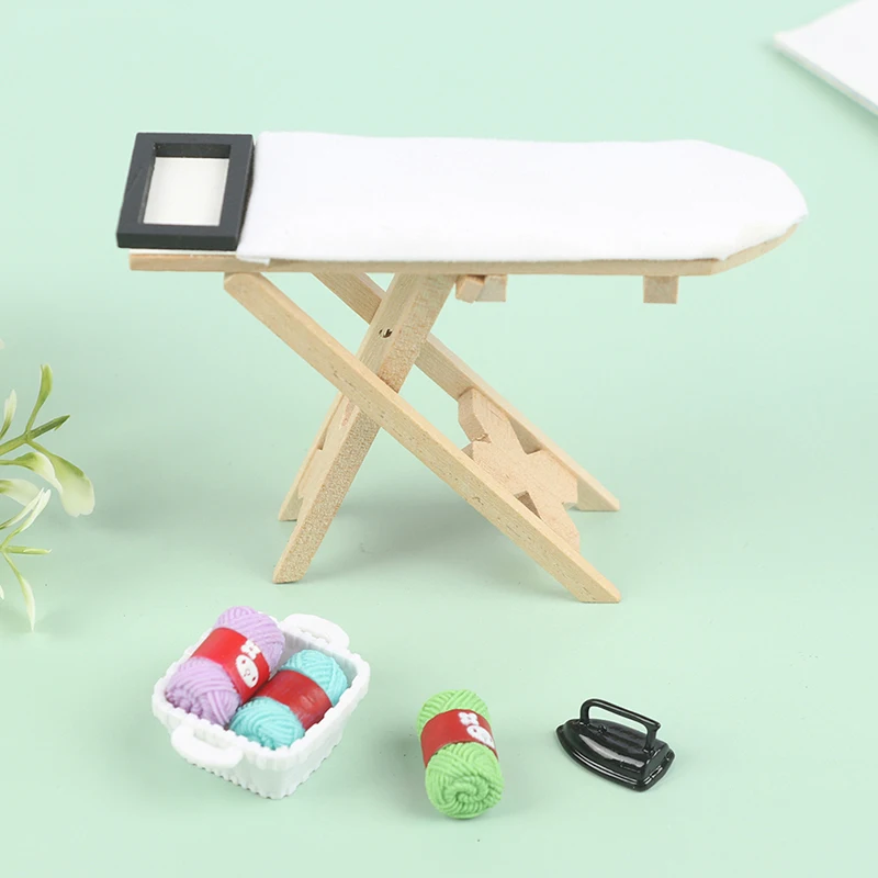 

1:12 Dollhouse Miniature Furniture Ironing Board Scene Set Model For Doll House Home Decor