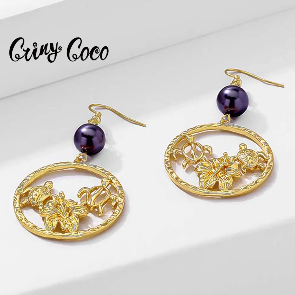 Женские Висячие серьги Cring Coco модные в виде черепахи цветов висячие для вечерние