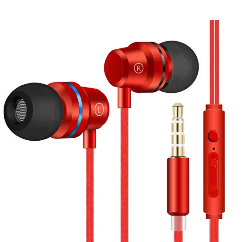 Металлическая гарнитура наушники вкладыши с басами и микрофоном регулировка