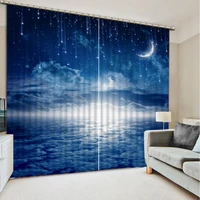 3d curtains moonlight curtains customized size luxury blackout 3d window curtains for living room dark blue sky custom curtains