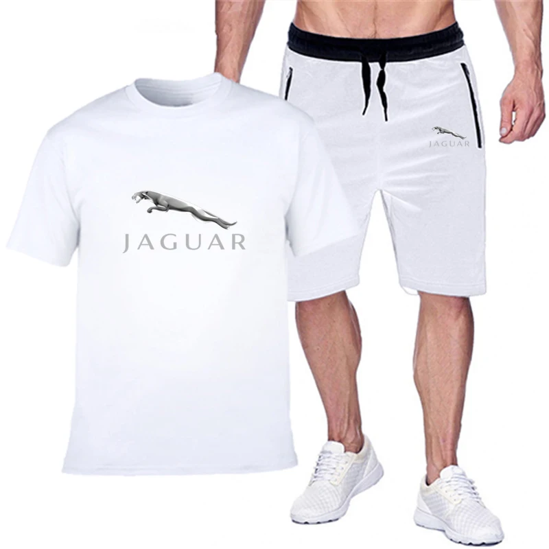 

Jaguar car printed men's 2021 summer casual shorts comfortable short sleeve T-shirt suit men's sports leisure fitness suit men's
