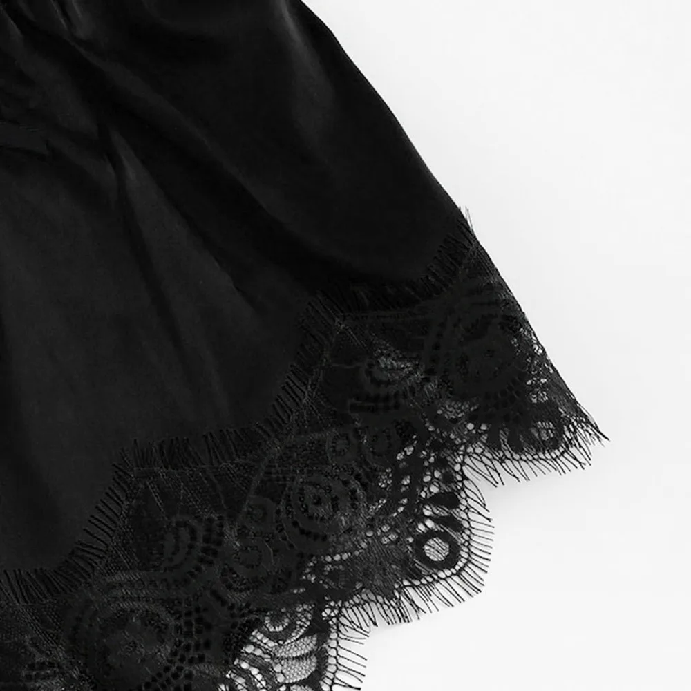 Женское шелковое кимоно кружевное нижнее белье ночная рубашка сплошного цвета