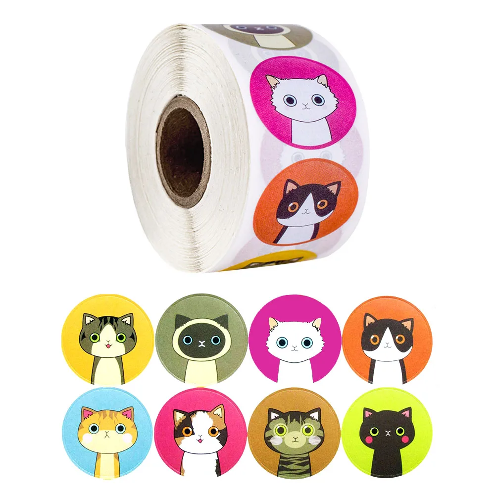 

500pcs/roll Lovely Cat Stickers for School Reward Stickers Classroom Decoration encouragement sticker for student teacher