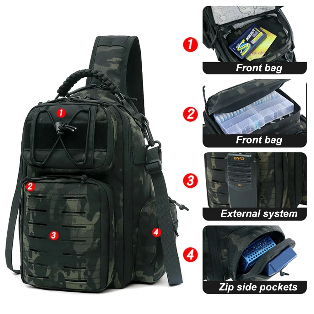 Laser Men Chest Bag Sling Hiking Backpack Military Tactical Army Shoulder Fishing Bags Travel Camping Molle Bag Hunting