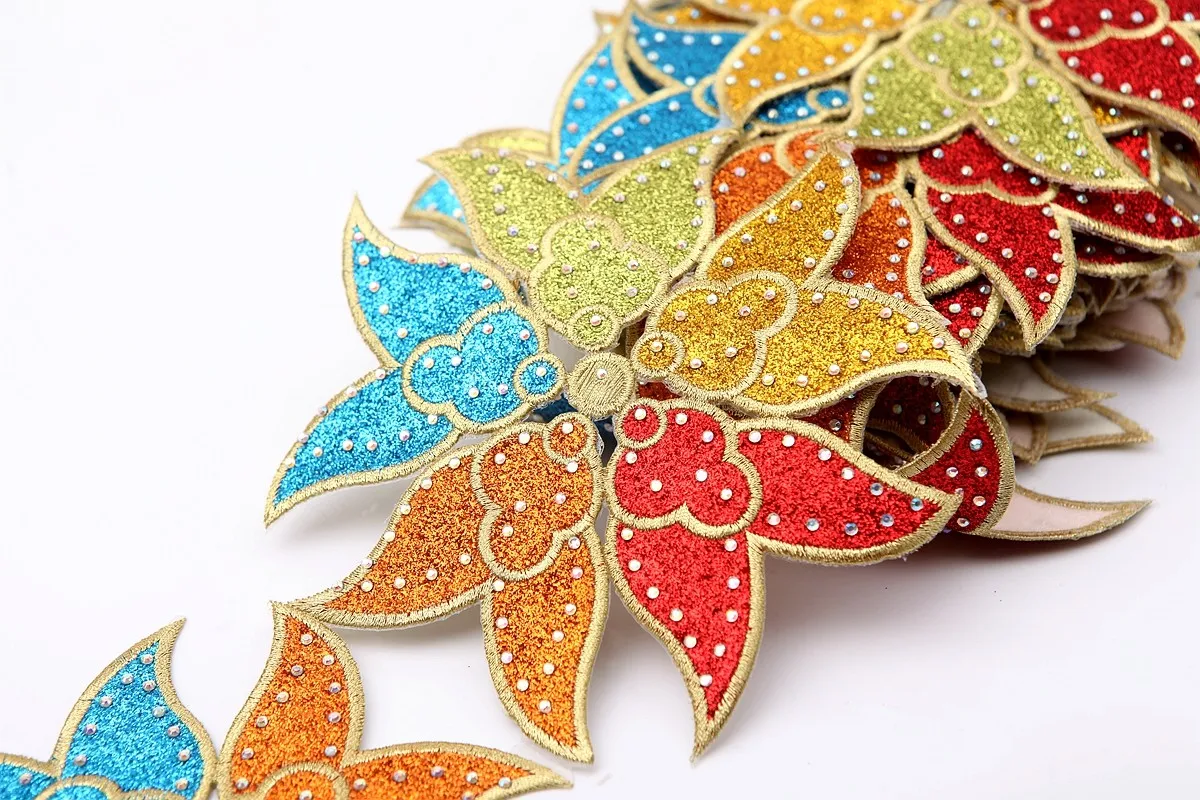 2 ярда золотая ткань односторонняя железная металлическая вышитая кружевная