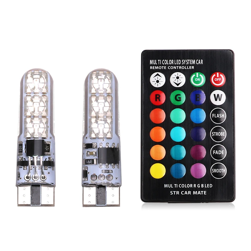 

1 Set T 10 5050 6SMD Led Clearance Lights SMD RGB T 10 LED 194 168 Bulb Remote Width Interior Lighting Source Styling @