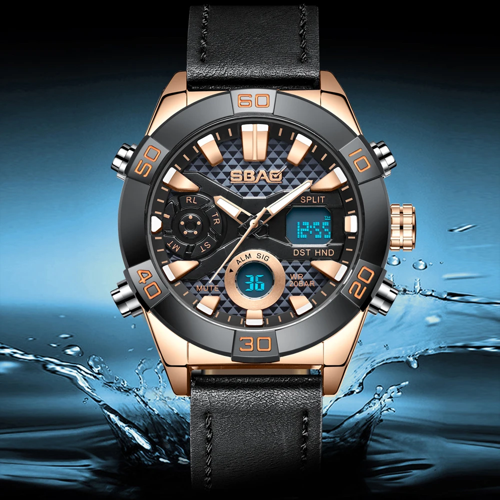 SBAO Sports Men's Watch Top Brand Luxury Military Quartz Electronic Watches Waterproof Electronic Wristwatch Men's Watch