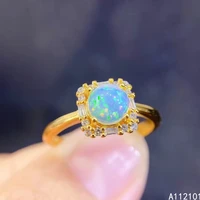 kjjeaxcmy fine jewelry s925 sterling silver inlaid natural opal new girl popular ring support test chinese style hot selling