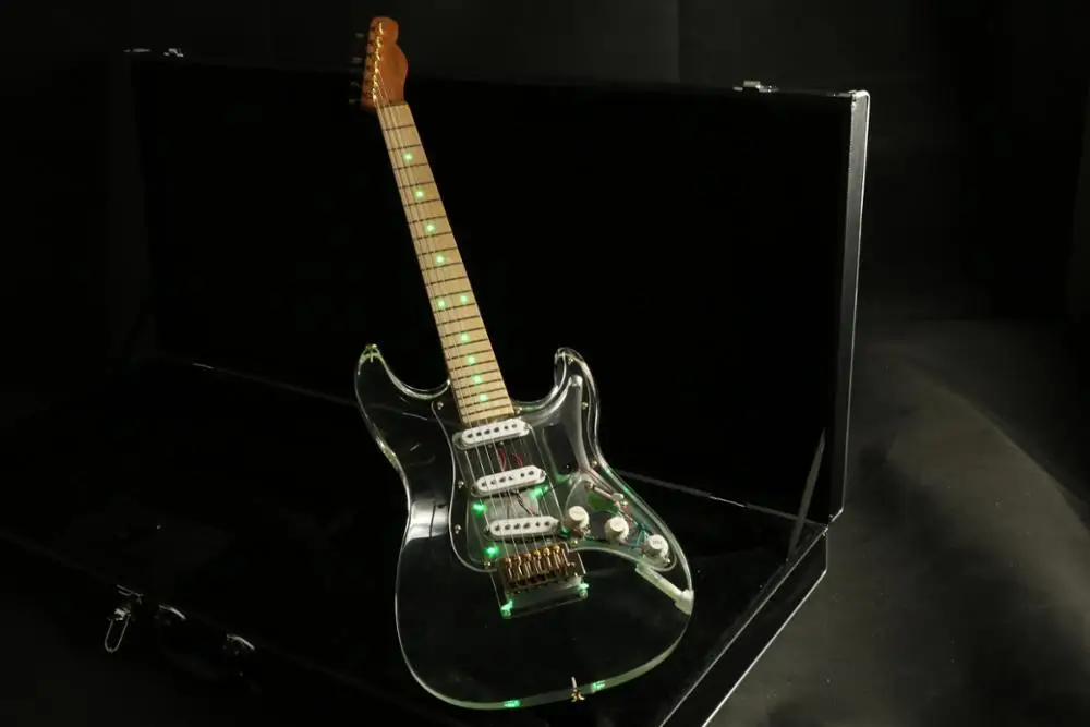 Акриловый корпус st электрогитара ra клен шеи звукосниматели sss рычаг тремоло для