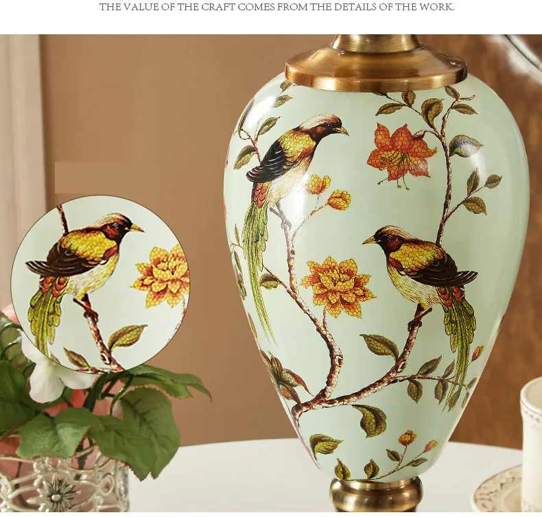 Керамическая Напольная Лампа с рисунком попугая ручная работа подставка лампа