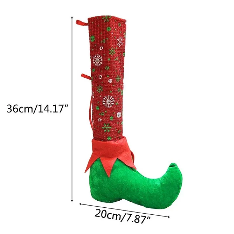 Санта Клаус винная Кепка Чехол для стула «Рождество» столовая посуда вечерние рождественские красная шляпа посуда покрывает рождественские украшения для дома - Цвет: Green Foot Cover