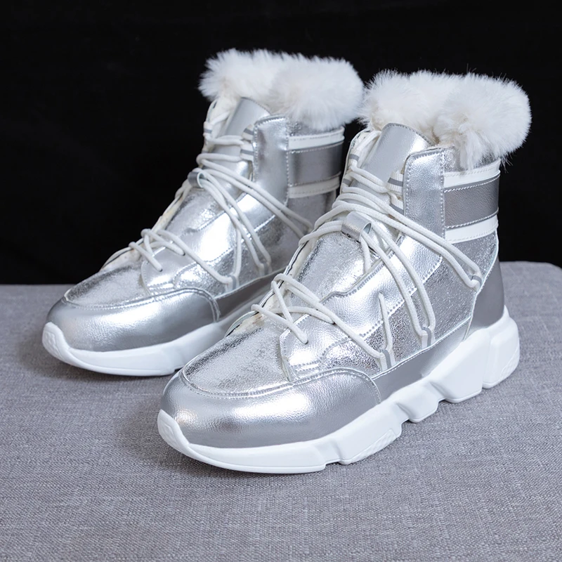Зимние сапоги женские зимние плюшевые сапоги на плоской подошве женские ботильоны из искусственной кожи черного и серебристого цвета g891