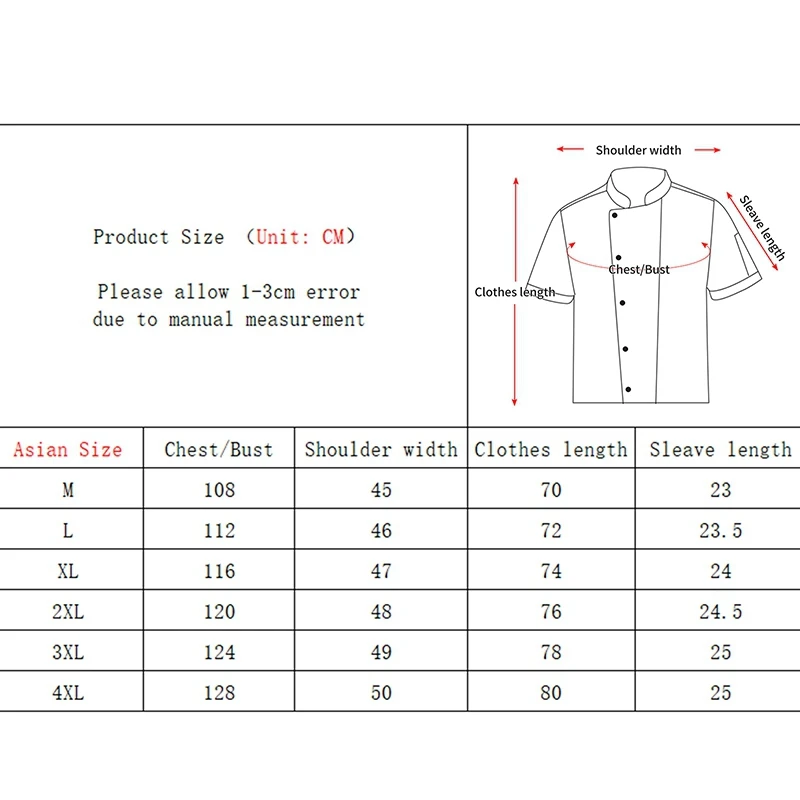 

Short Sleeve Chef Shirt Men Women Cooking Jacket Restaurant Hotel Kitchen Workwear Breathable Chef Jacket Food Service Uniform