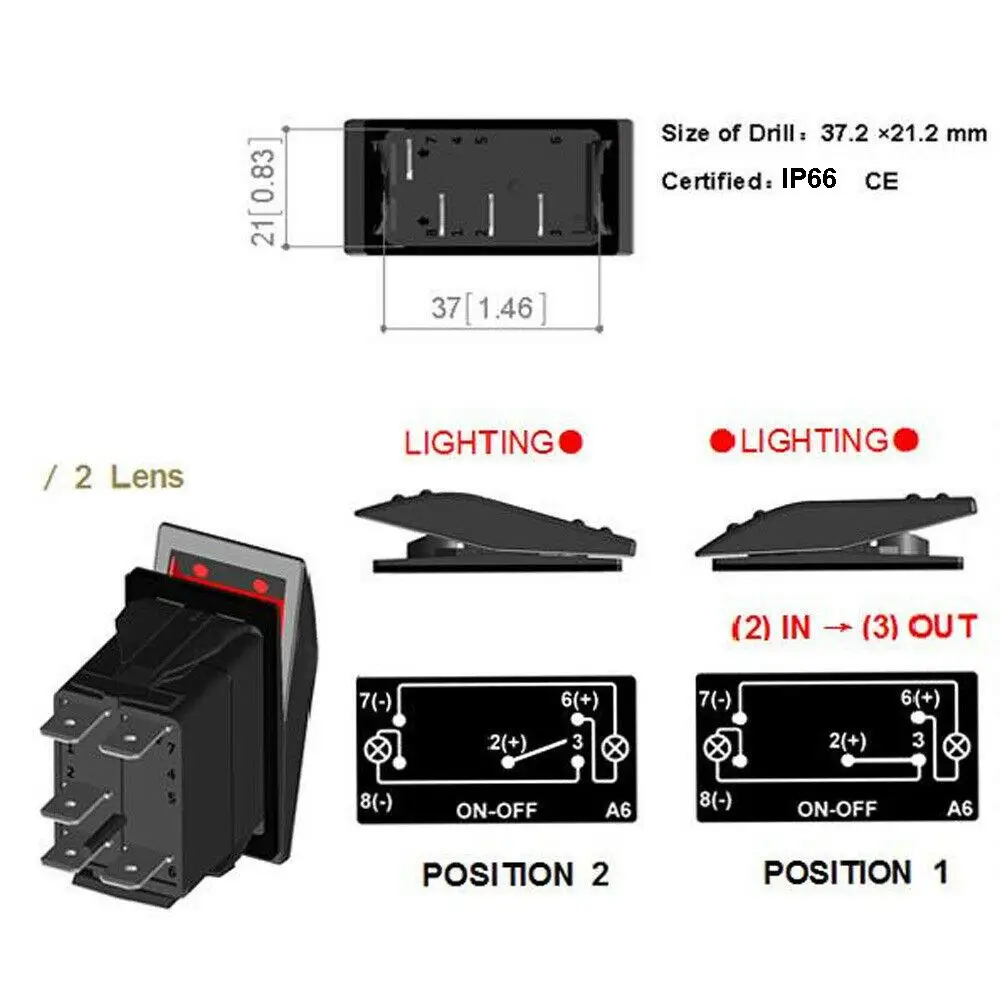 12-24V Car DOCK LIGHTS STEREO 12V 20A Toggle Rocker Switch Blue LED Light 5Pin ON OFF | Автомобили и мотоциклы