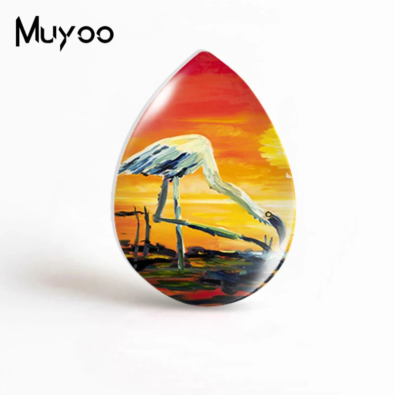 2020 Новый розовый Фламинго капля стекло кабошон птица Искусство ручной работы