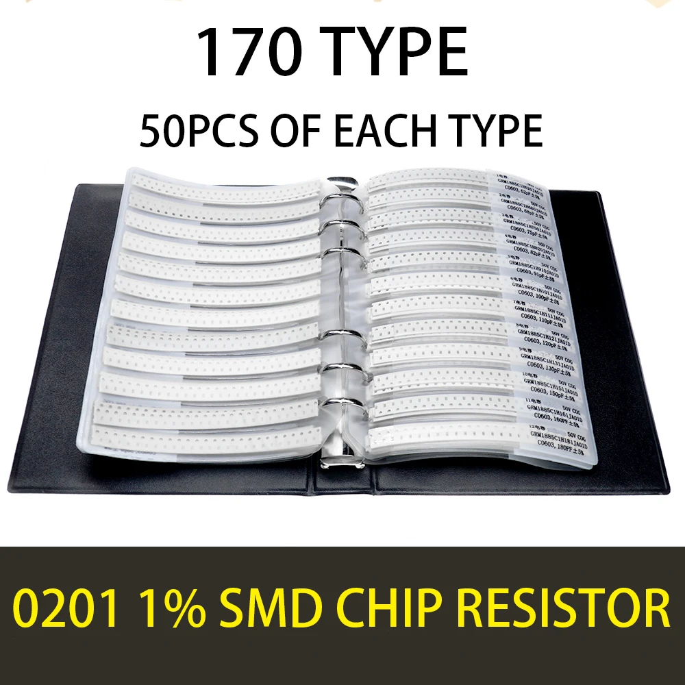 0201 SMD образец резистора Book 170 значения * 50 шт. = 8500 1% ом от R до 10 м|Резисторы| |