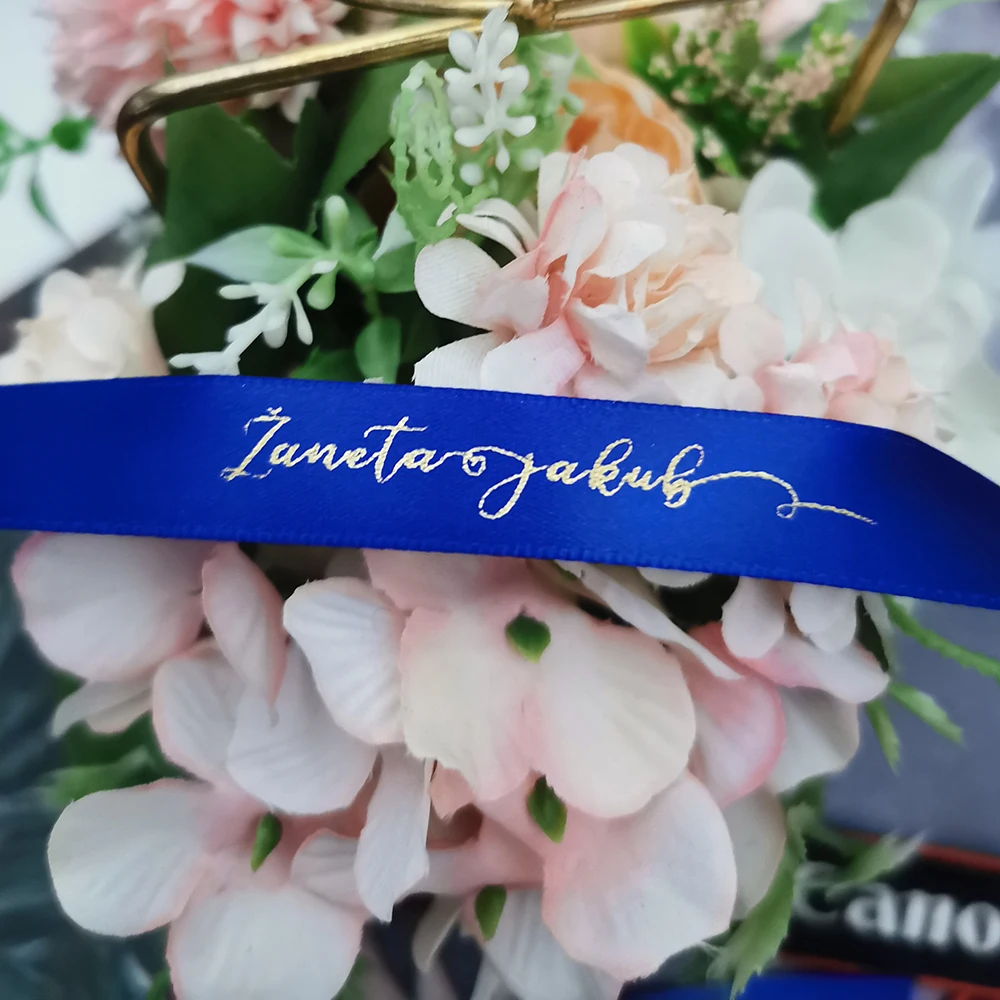 Custom Ribbon Personal Names Printed Satin Rubban Tape Bridal Groom Love Rings Wedding Bouquet Giftbox Bracelet Packing | Дом и сад