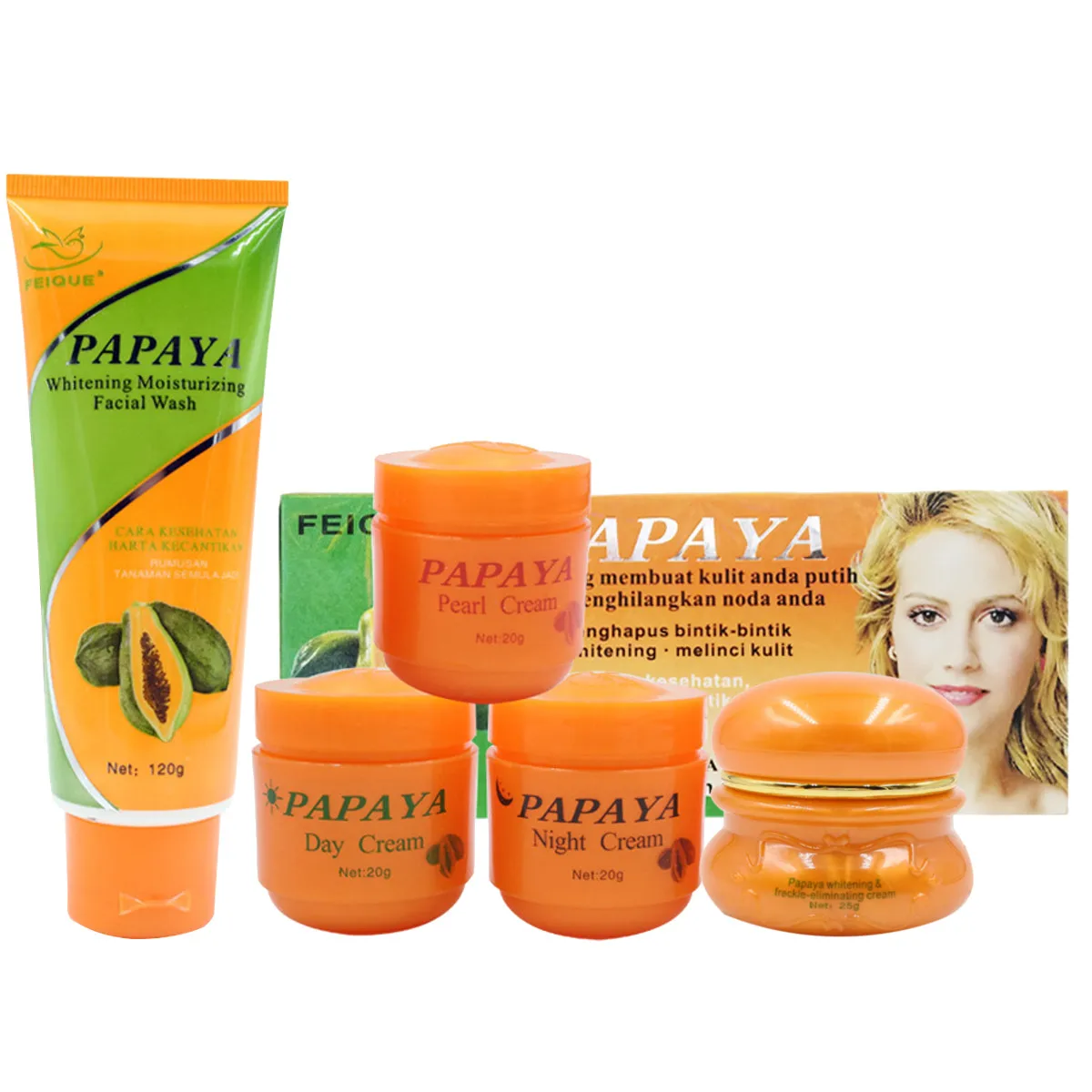 

Papaya Whitening Cream For Face Anti Freckle Natural Botanical Formula Skin Care Day Cream+Night Cream+Pearl Cream+Whitening