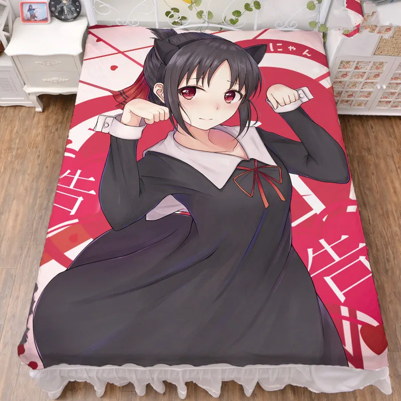 

2020-January update Japanese Anime Kaguya-sama: Love Is War Milk Fiber Bed Sheet & Flannel Blanket Summer Quilt 150x200cm