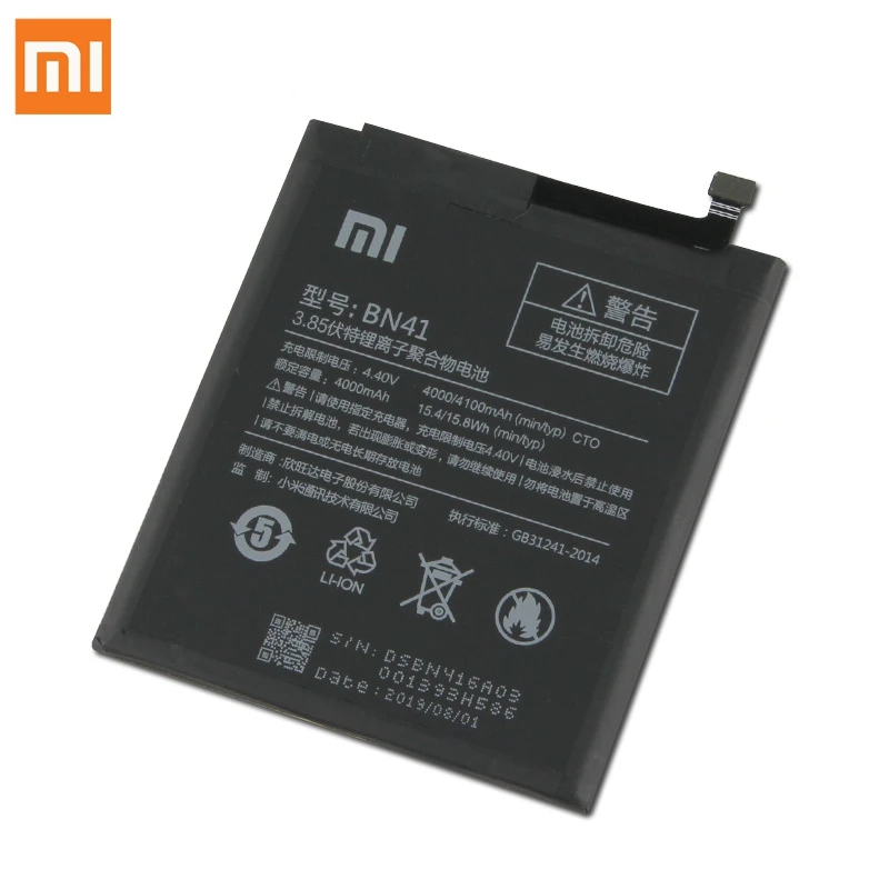 Оригинальная сменная батарея для Xiaomi Redmi Note 4 Pro Note4 Redrice Note 4 Note 4X, Высококачественная версия BN41, натуральная батарея, 4100 мАч, мАч