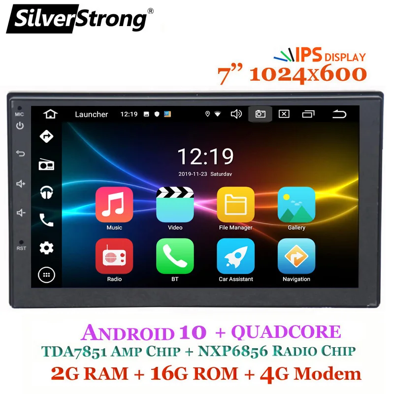 SilverStrong Android10.0 ips автомобильный 2DIN универсальный радио gps стерео DSP два din Авто радио с google play